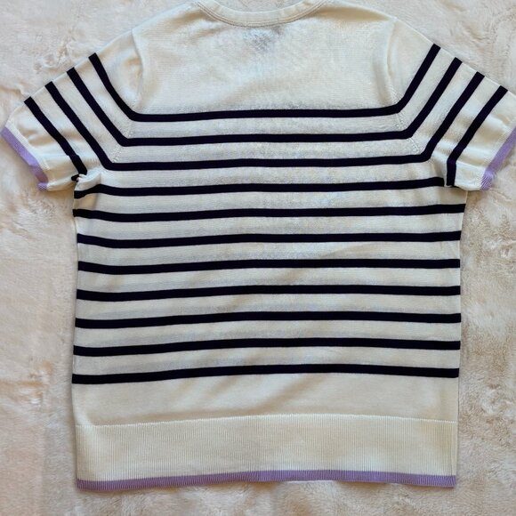 Lands' End Women's 100% Supima Cotton Striped Purple Top & Cardigan Set NWOT - Picture 7 of 16